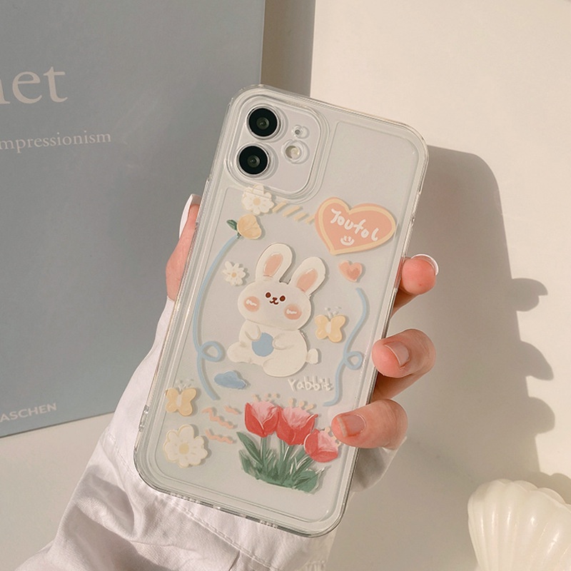 IPHONE Casing Hp Transparan Motif Kelinci Lucu Untuk Iphone6 7 8 PLUS X XR Xs11 12 13 14 MINI PRO MAX SE 2020