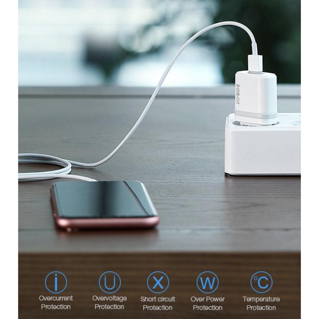 Travel Charger Robot 5V 1A Quick Charge RT-K7 Fireproof White Charger