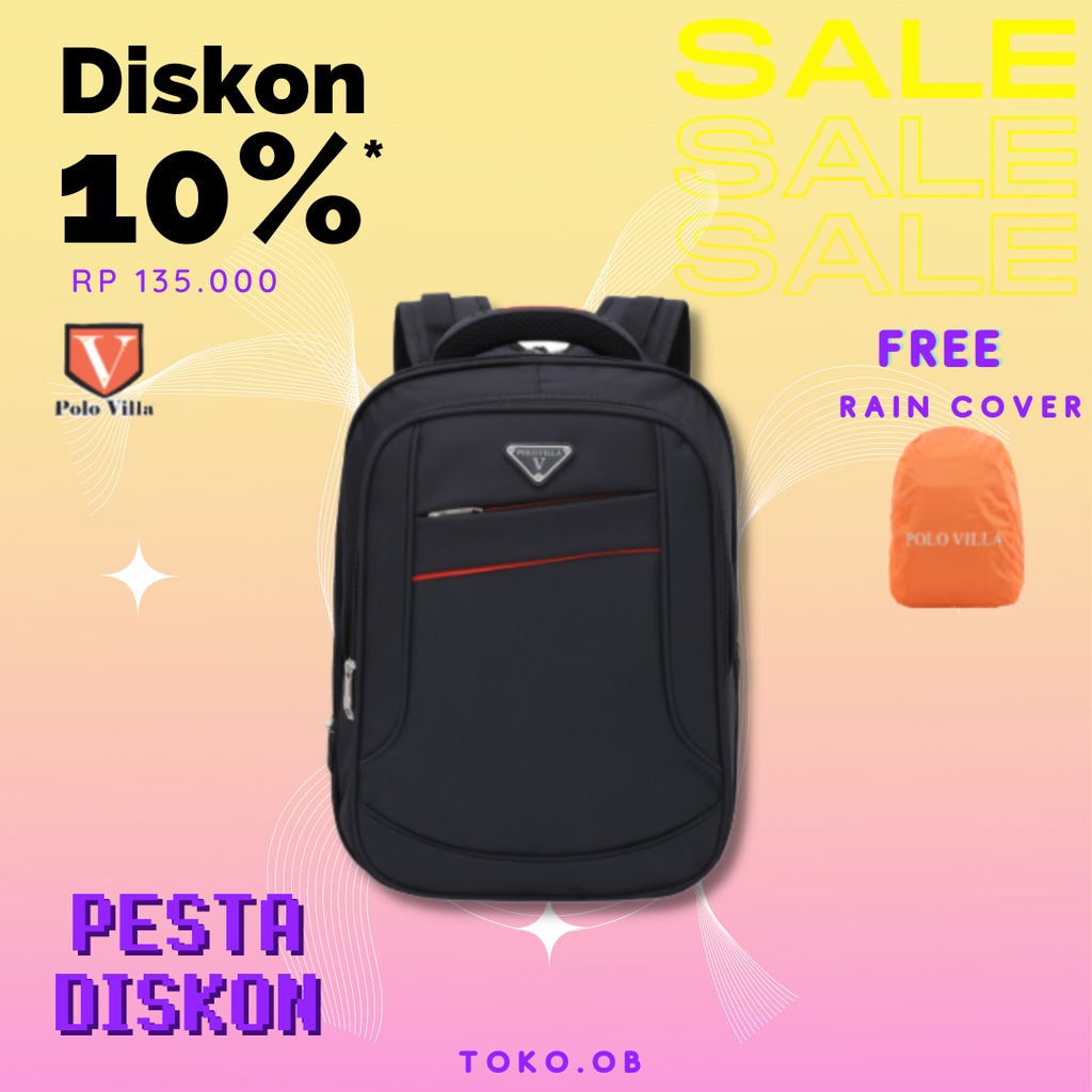 (Toko OB) Tas Murah Pria Polo Villa Posh-lite Gentlemen Backpack 9104 Tas Ransel Fashion