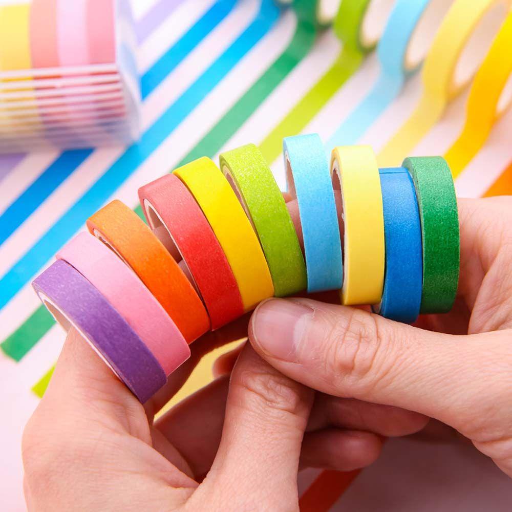 Lanfy Solid Color Tape Set Multi-Fungsi Sederhana Gaya Jepang Tangan Akun Pita Perekat Perlengkapan Sekolah Lengket Alat Tulis