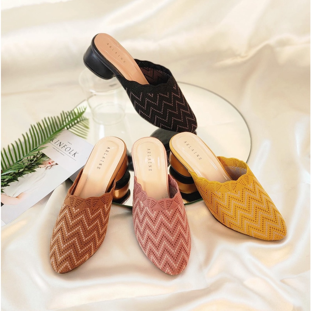 Arlaine - Kimberly Selop Rajut / Sepatu Heels Wanita Import / Selop Heels / Heels 5cm