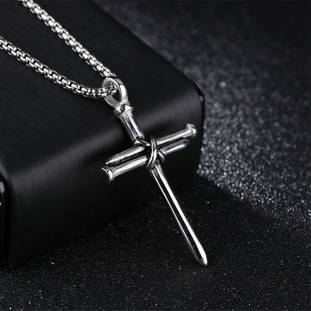 [Jianxin] Fashion Man Women Titanium Steel Cross Pendant Long Chain Necklace Jewelry Gift