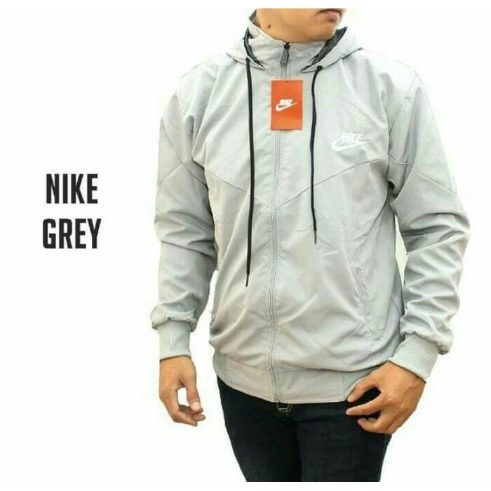 [Promo Sale] COD/Jaket Parasut Nike Windrunner Polos Hitam M-XXL-Abu Muda