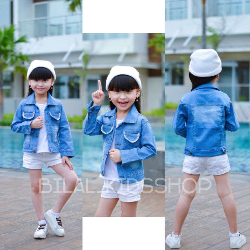 JAKET JEANS ANAK PEREMPUAN/JAKET MANIK ANAK