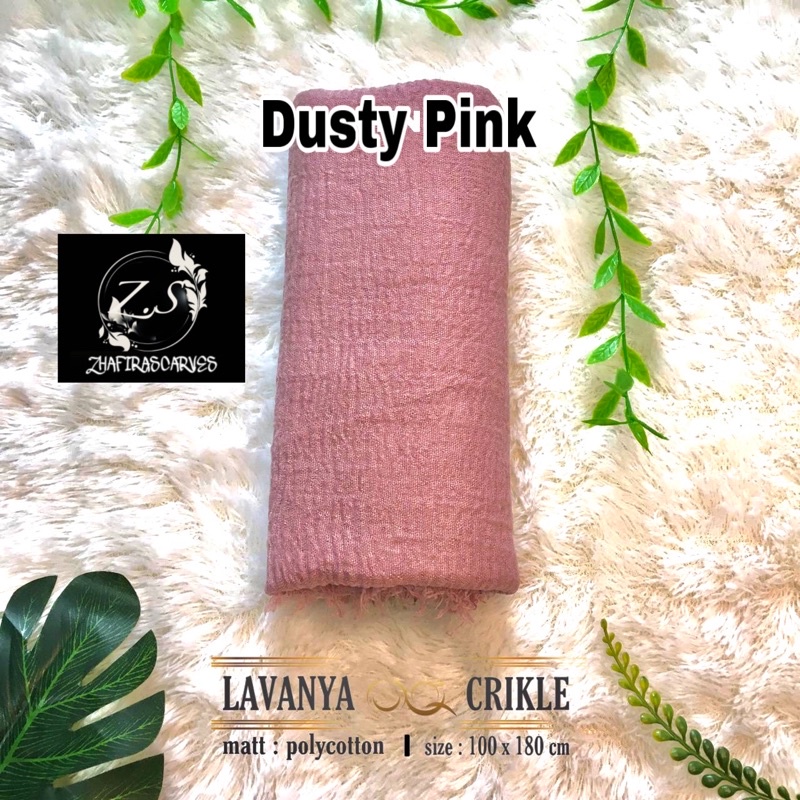 HIJAB Best Seller PASHMINA CRINKLE / CRINCLE - PASHMINA CUTTON CRINKLE / NEGRO / KUSUT-Dusty Pink