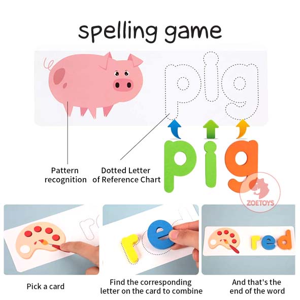 Zoetoys Spelling Game | Treehole Moveable Wooden Word Jumble Letter | Words Learning Game Kids Matching Card Puzzle Montessori | Belajar Mengeja Kata Mengenal Huruf Alphabet | Mainan Anak Edukasi