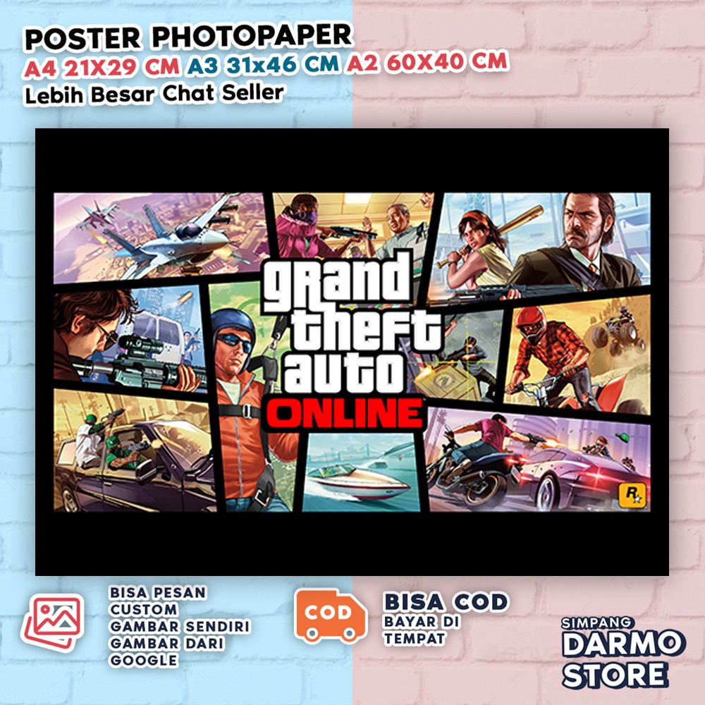 Poster GTA Grand Theft Auto V Trevor Michael Franklin Hiasan Dinding Gaming Aesthetic Game GTAV-41
