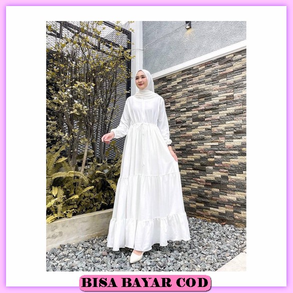 Gamis Remaja Lebaran Syar'I Mewah Wanita Daily Terbaru 2022 L9J1 Butik Termewah Terkini Putih Vintag