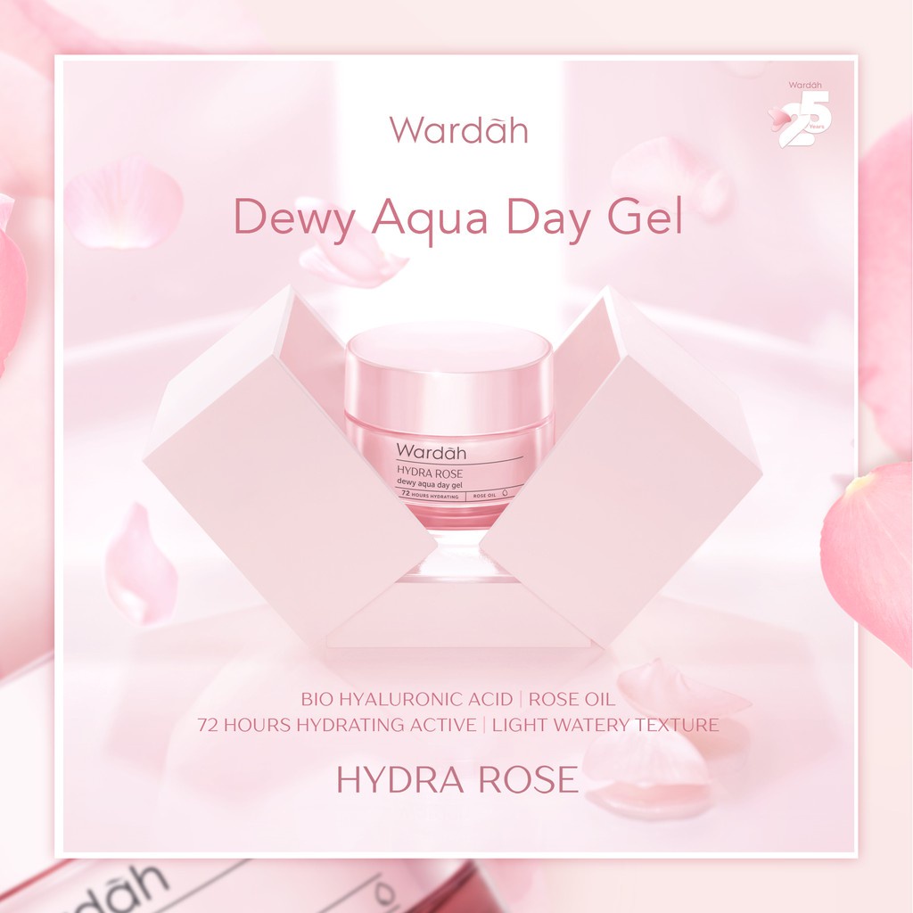 WARDAH Hydra Rose Series Dewy Aqua Day Gel-Moisture Rich Night Gel-Foam Cleanser-Toner (KIM)