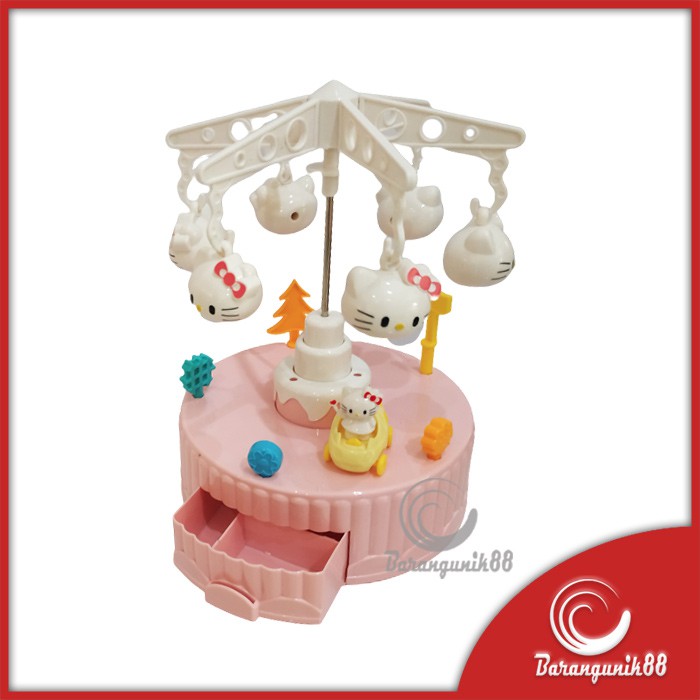 Kotak Musik Model Kue Carousel Komidi Putar HK Pink Cake Music Box 6626