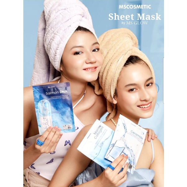 Sheet Mask MS GLOW || ceramide kolagen salmon retinol hyaluronic.