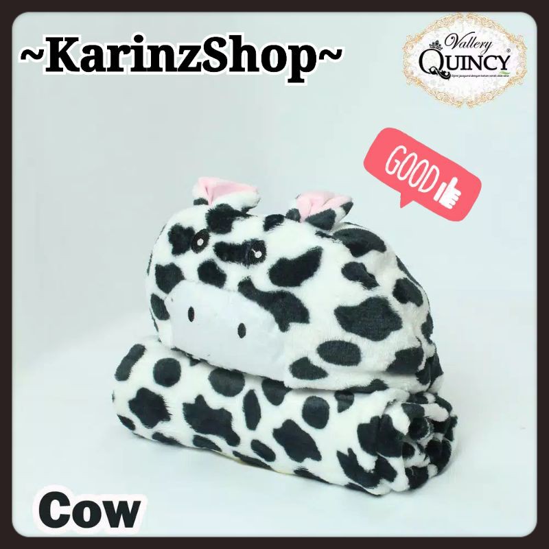 Selimut Bayi Topi Baby Blanket Hood Vallery Quincy : COW