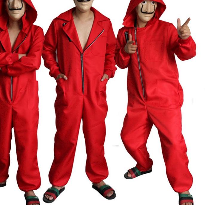 Jual Kreasinusantara|R-1276||La Casa De Papel Adult Bodysuit Jumpsuit Money  Heist Costume Outfit With Mas Indonesia|Shopee Indonesia
