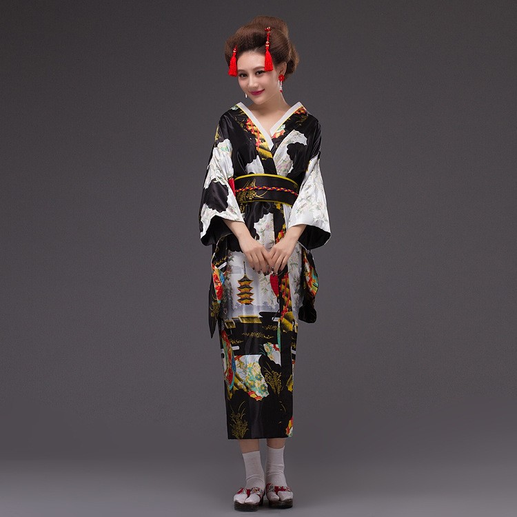 KIMO baju tradisional jepang kimono high quality satin cosplay yukata