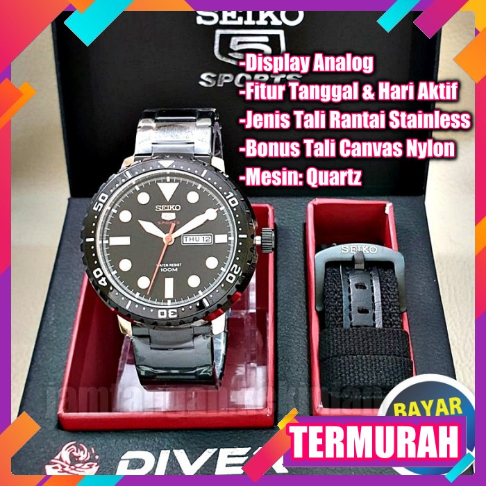 Jam Tangan Pria  - Jam Tangan Murah - Jam Tangan Cowok Super Quality - Jam Seiko Hitam Gold Biru