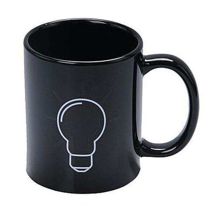 Cangkir Sensitif Suhu Motif Bohlam 400ml Magic Mug Indikator