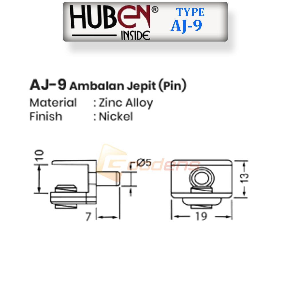 Huben AJ-9 Ambalan Jepit (Pin)