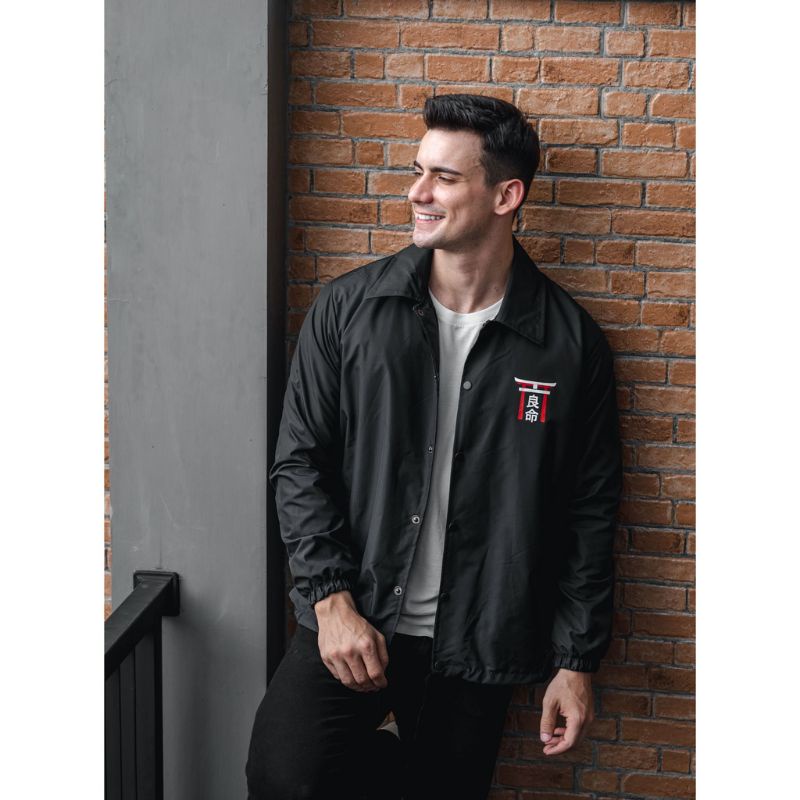 Jaket coach pria waterproof distro terbaru Size L XL dan XXL original jacket cowok anti air kualitas sablon import model anime jepang torii series parasut taslan pria