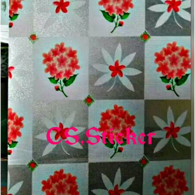 Stiker kaca motif/stiker kaca sandblast motif bunga
