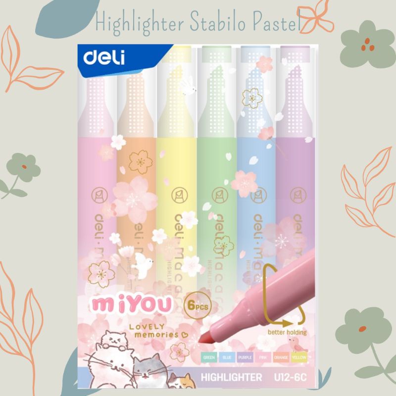 Deli Highlighter Penanda Warna Pastel | Stabilo warna pastel