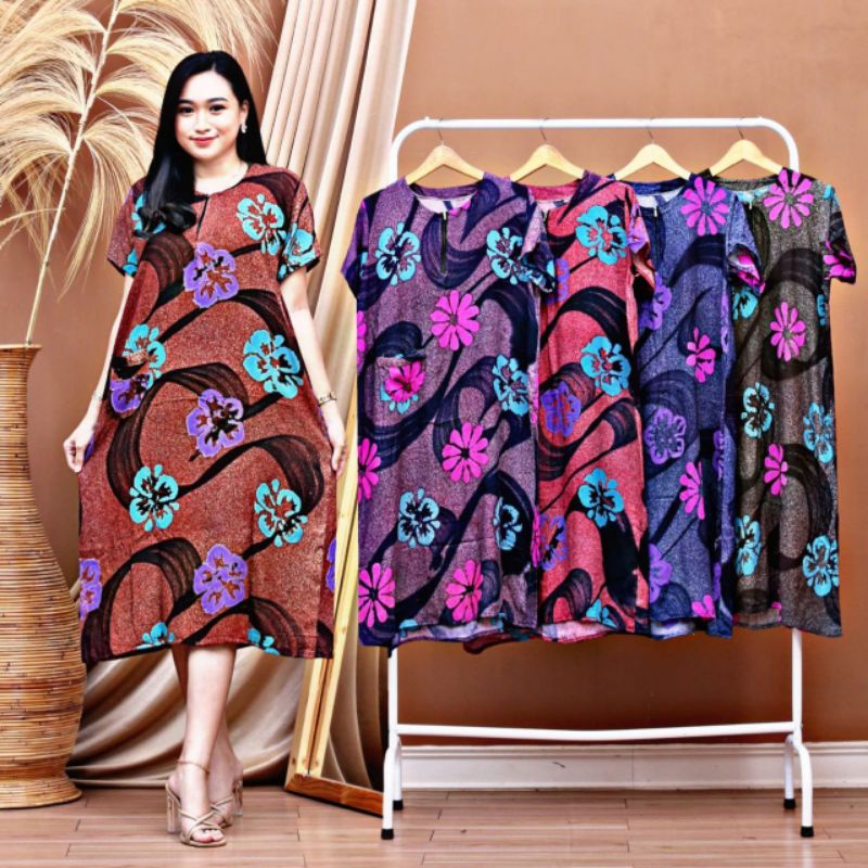 (3 PCS) Daster lengan pendek motif abstrak monocrome baju busui bumil murah asli pekalongan baju wanita