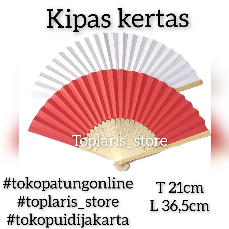 Kipas Putih Kertas Polos Bambu uk 21