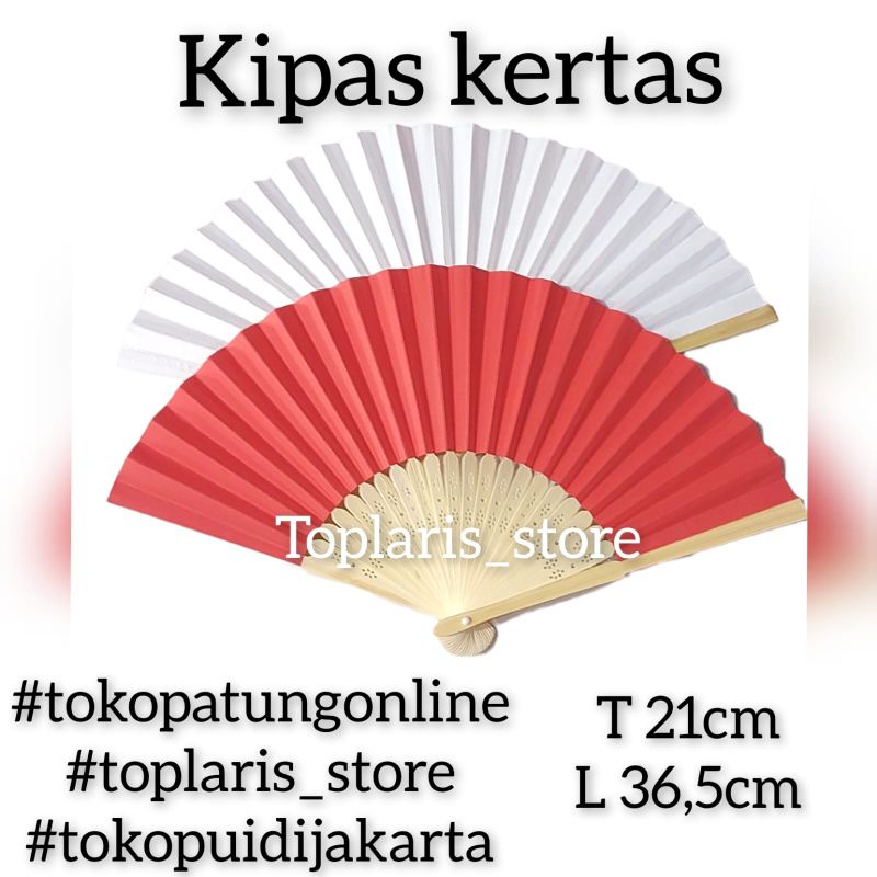 Kipas Putih Kertas Polos Bambu uk 21