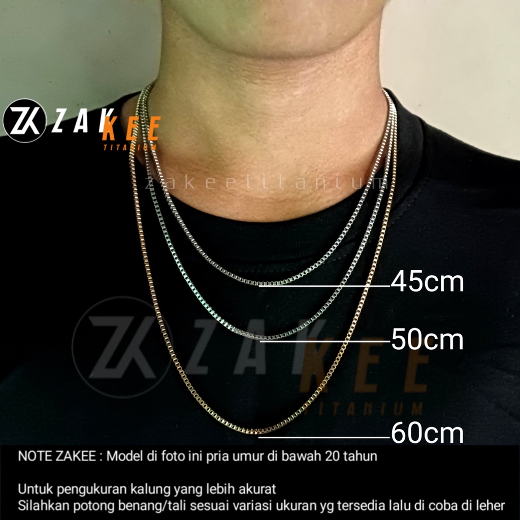 Kalung Pria Wanita Titanium Anti Karat Silver Cowok Cewek Perak Emas Putih Rantai Stainless Steel Italy
