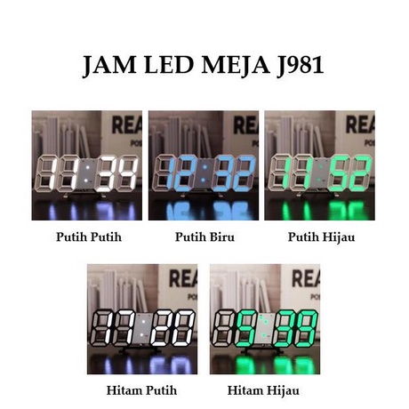 J981 LED 3D Clock / Jam Dinding Digital / Jam LED Meja / Jam Alarm / Jam Dekorasi / Jam Unik