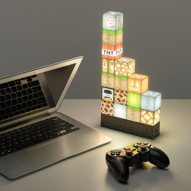 【Ready Stock！！】Minecraft Stitching Night Light Lamp USB Power Decor Building Block DIY Stacking