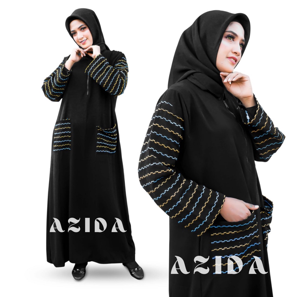 Abaya Bordir Gamis Arab Hitam Abaya Saku Depan Busui Friendly Gamis Hitam Arab Kombinasi Abaya Kombi
