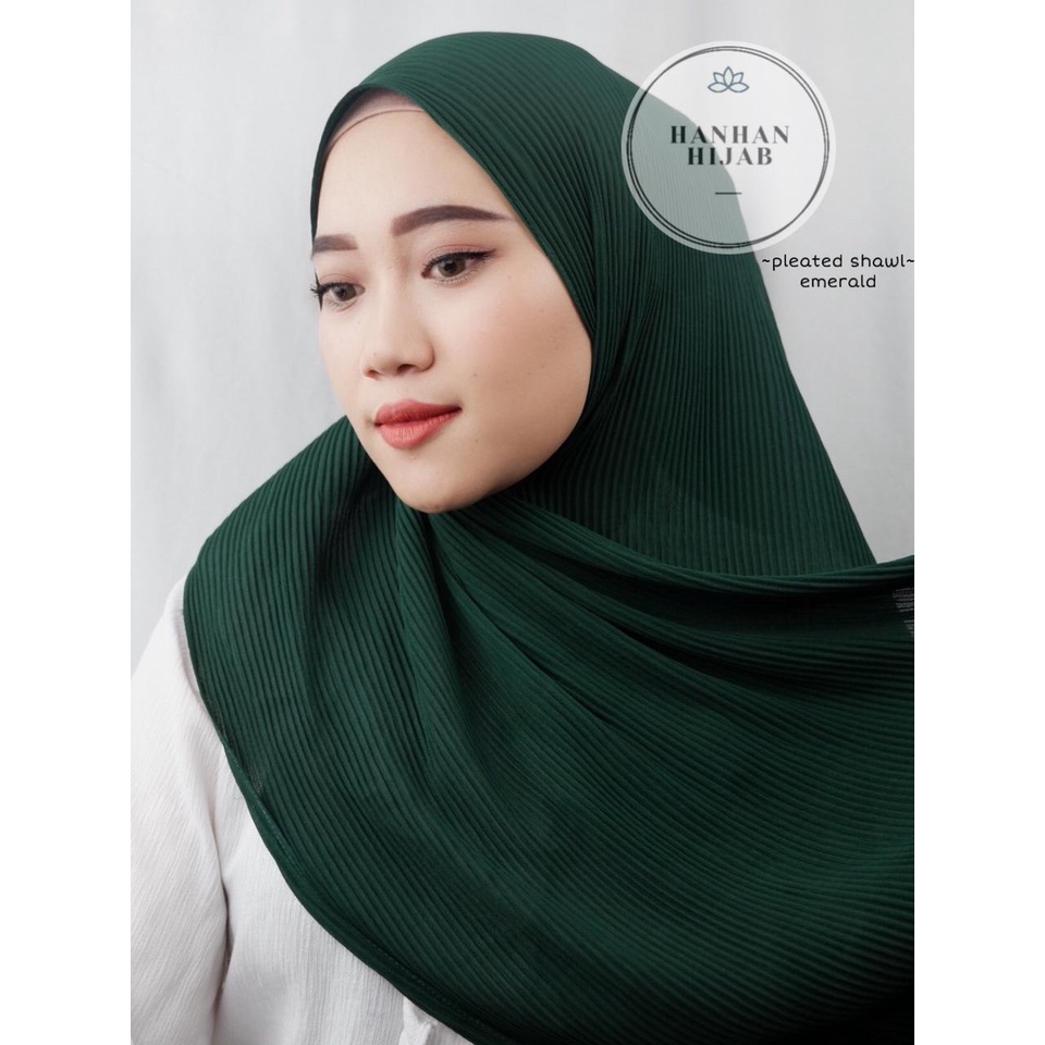 PLEATED SHAWL / PASHMINA FULL PLISKET-Emerald