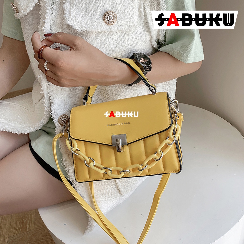 Tas Bahu Rantai Shoulder Bag Hand Bag Wanita Cewek Fashion Elegan Simple Model Terbaru Kulit korea -180