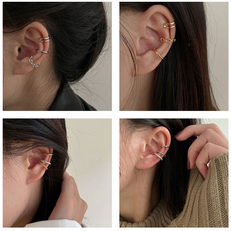 Retro Hip Hop Ear Clip Without Pierced Temperament Simple Tassel Chain Cold Zircon Ear Bone Clip Sexy Girl Jewelry