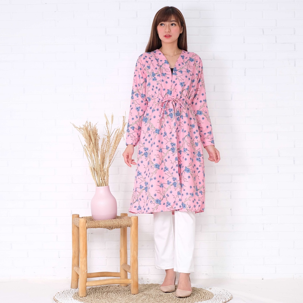 Blazer Wanita Moscrepe Motif Bunga