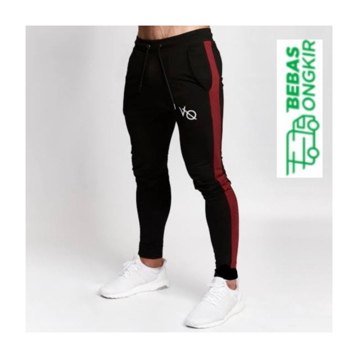 Jual Celana Training gym  RED  JOGGER PANJANG VQ STRIPE VANQUISH olahraga Berkualitas