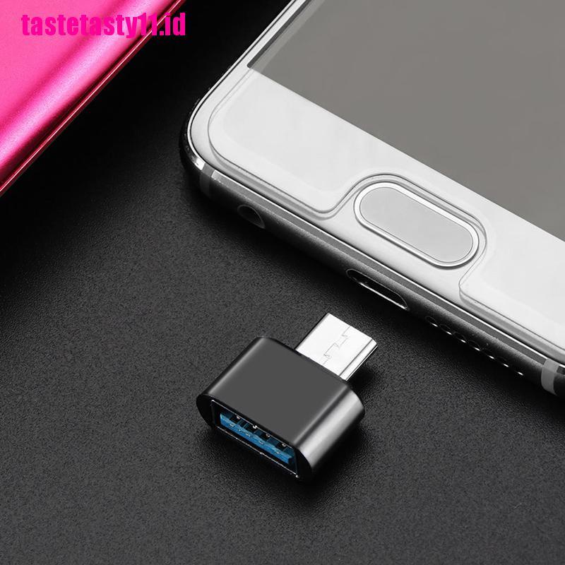 2 Pcs Adaptor Konverter Data USB Tipe C Male Ke USB 2.0 Female OTG