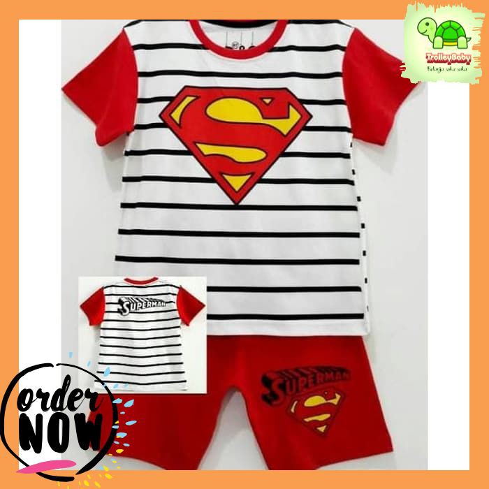 KA08 SETELAN KAOS ANAK MURAH BAJU ANAK LAKI LAKI KAOS ANAK LAKI LAKI MURAH SUPERMAN SALUR 1-6T