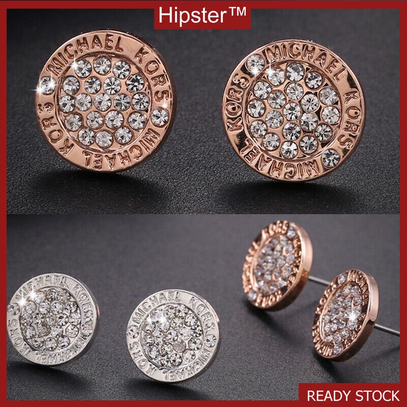 New Best-Selling Unisex Style Geometric Diamond-Embedded Platinum Stud Earrings