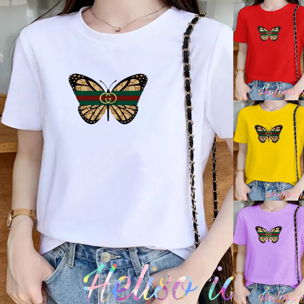 Kaos Tshirt Cewek Gambar Kupu2 GuCc1 Atasan wanita Murah Kaos Cewek Baju Oblong wanita