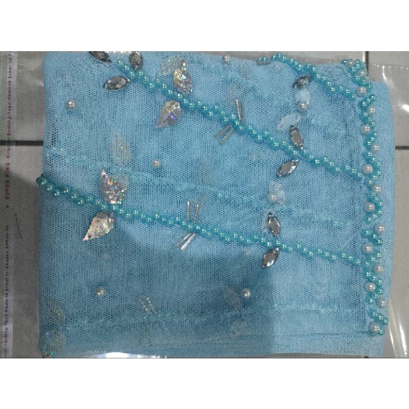 (NEW)slayer pengantin diamon/kerudung akad-Baby blue
