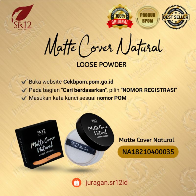 MATTE COVER NATURAL LOOSE POWDER SR12 / FACE POWDER BEDAK TABUR WITH SPF