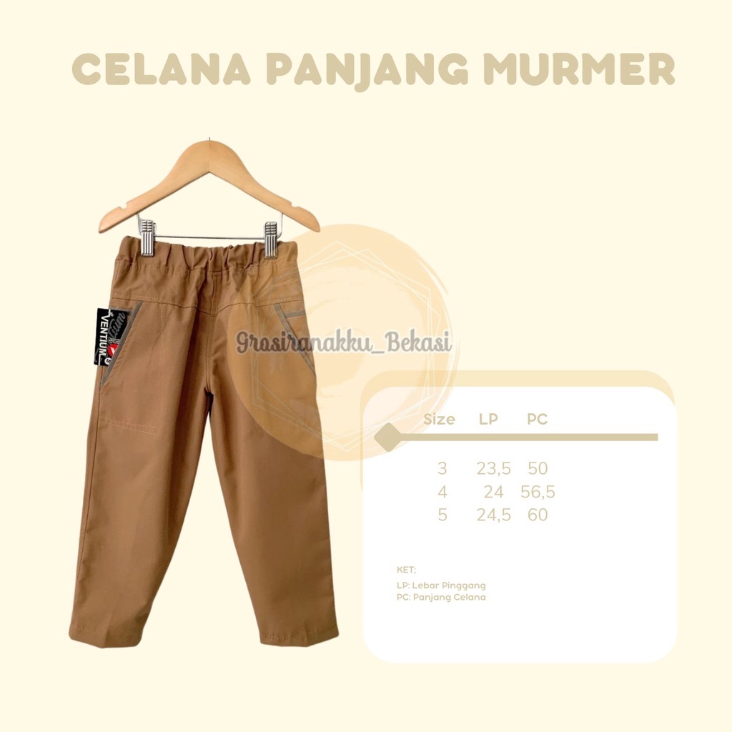 Celana Anak Panjang Murmer Hitam size 3-5Tahun