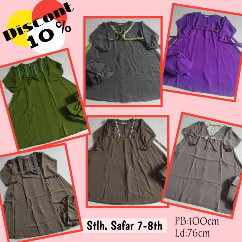 setelan gamis anak jilbab cadar resleting 7-8tahun