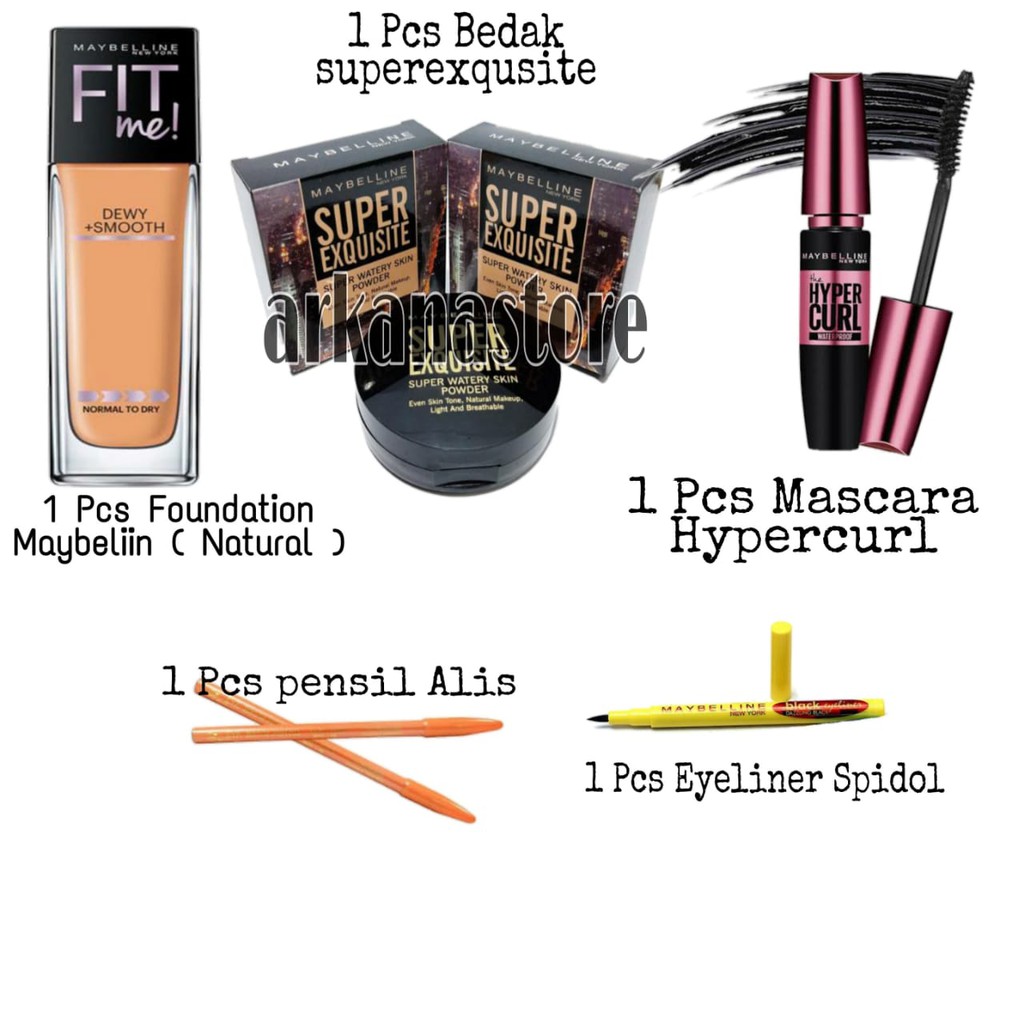 Paket Kosmetik Maybellin 5 in 1 Paket makeup lengkap 5 in 1