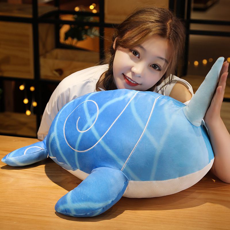 70cm Genshin Impact Whale Mainan Stuffed Toy Boneka Plush Dolls Throw Pillow Toys Cartoon Gift