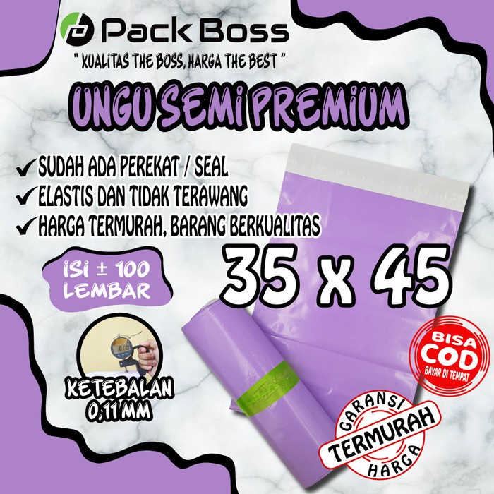 

Lucu 35X45 Ungu Semi Premium Polymailer Packaging Online Ada Perekat Terlaris
