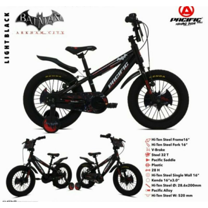 Sepeda BMX Anak 16 inch Hotshot Pacific Batman Ban 3.0 Ban Jumbo