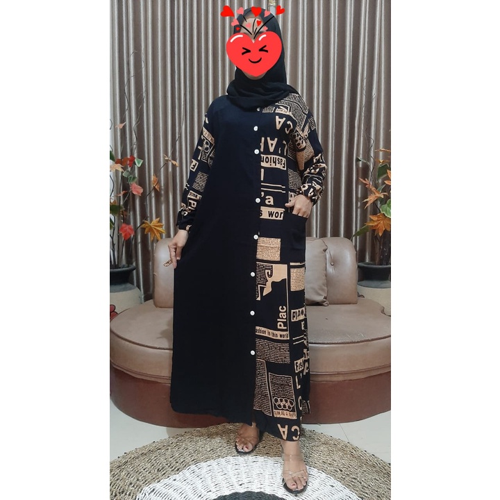 SELLA LONG DRESS ANDIN TERBARU GAMIS ANDIN KEKINIAN LONGDRESS FULL KANCING MOTIF TERBARU