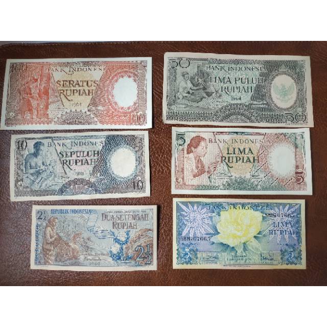 Uang kuno 50 rupiah kertas tahun 1960 an